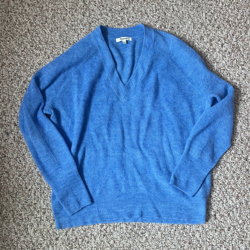 Madewell Blue V-Neck Sweater